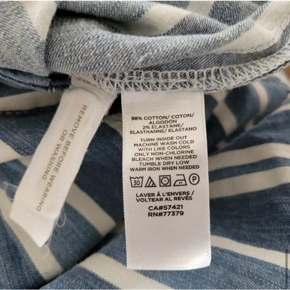 Ann Taylor High-Rise Wide Leg Denim Ankle Pants Stripe Blue White Waist Tie Sz 6 - Picture 10 of 16